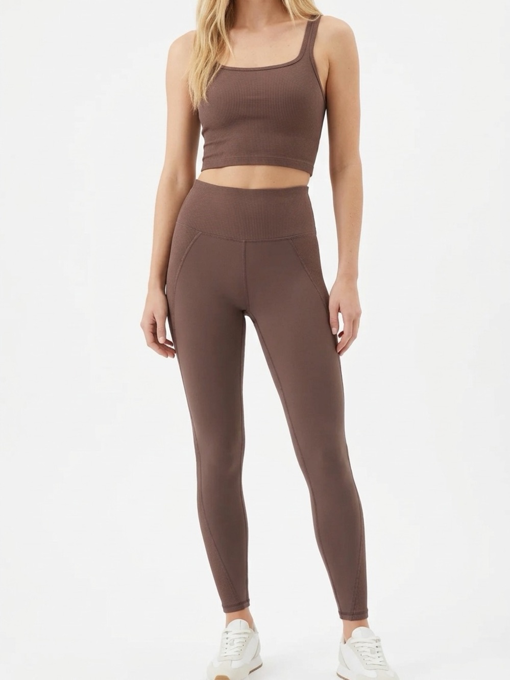 OFFLINE BY AERIE | High-Rise Rib Panel Chocolate Brown Leggings Women’s Size M